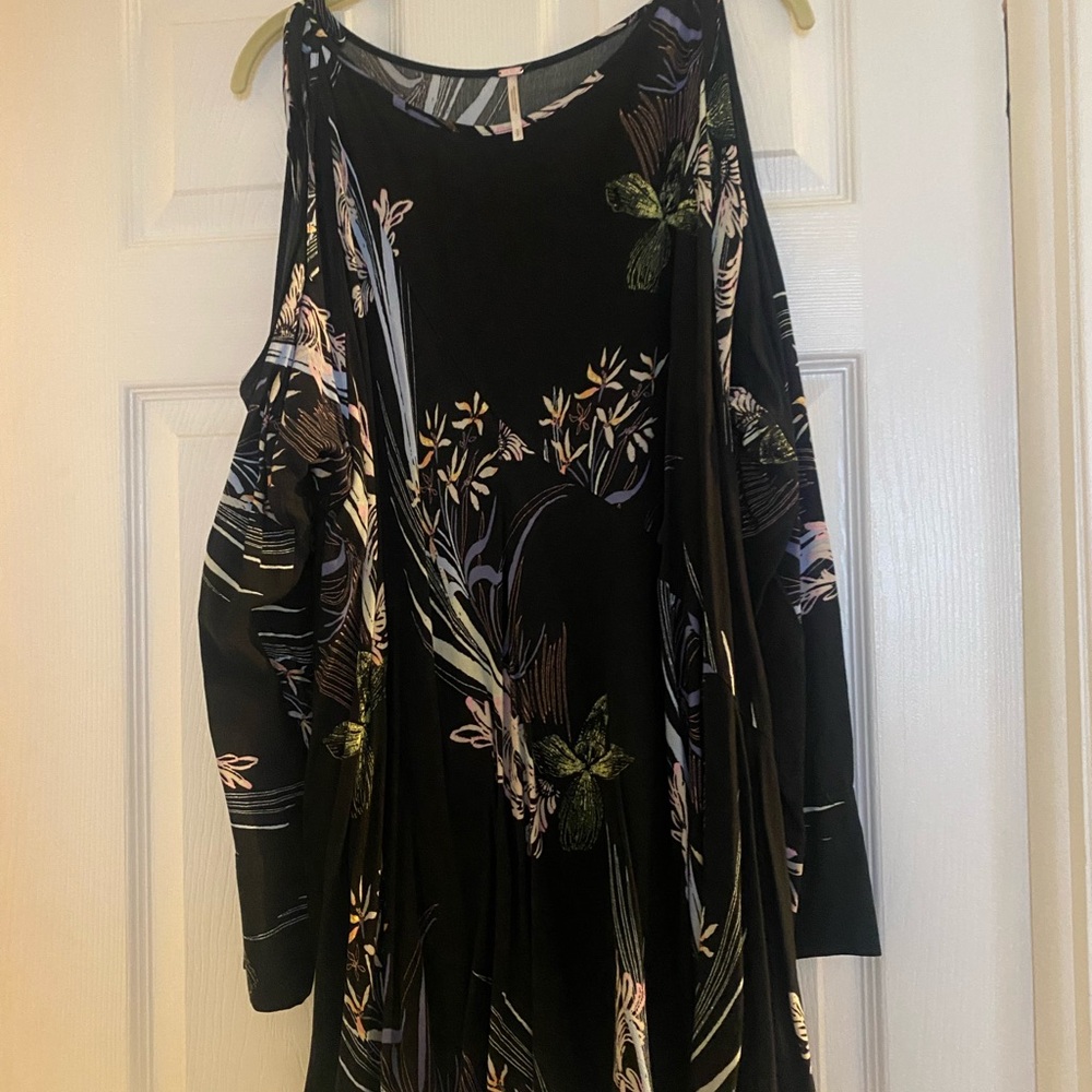 Floral Black Long Sleeve Dress